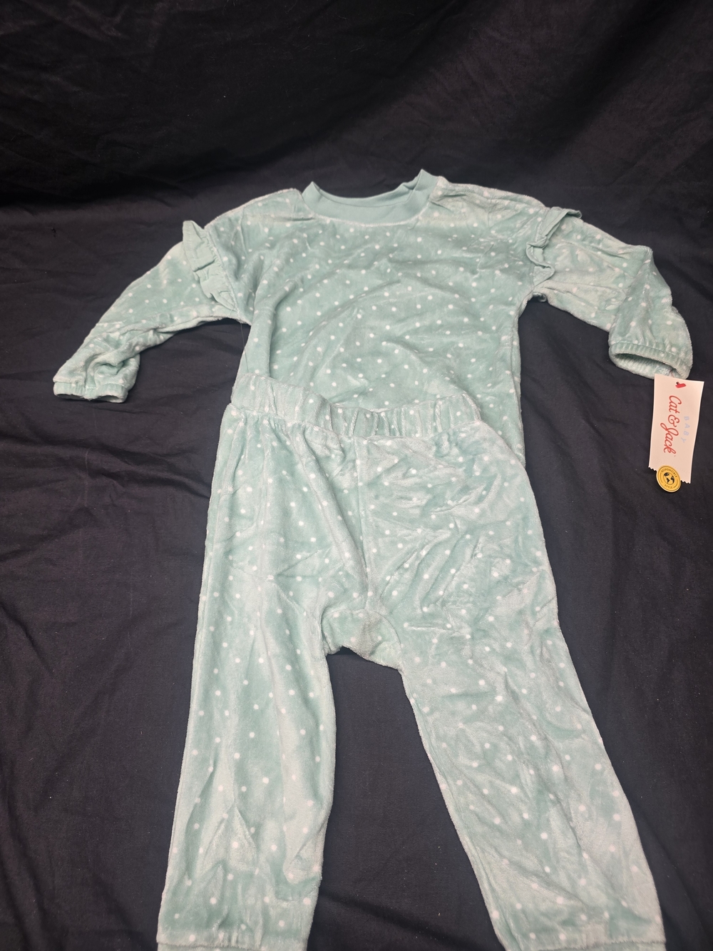 Cat & Jack Mint Green Polka Dot Baby Pajama Set